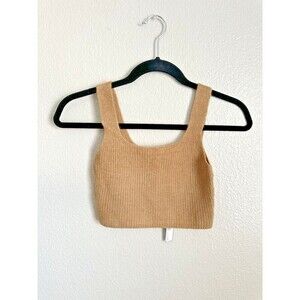 NEW Everlane The Cozy Stretch Tank Women's Size XS Brown Yak Wool Blend Cropped